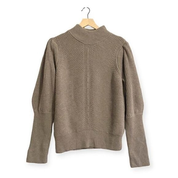Lela Rose Sweaters - Pearl By Lela Rose Blouson Sleeve Wool Sweater, Size M, Dark Taupe Color